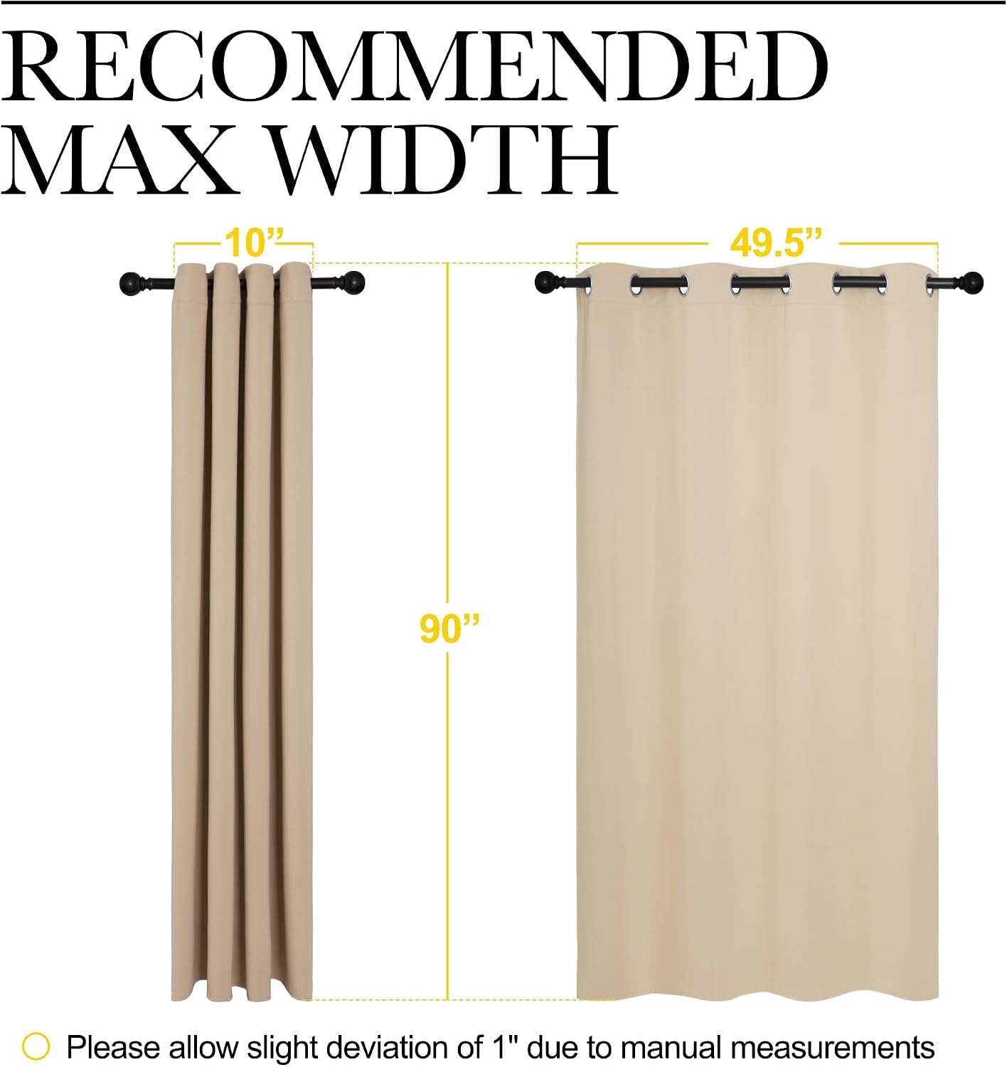 Nicetown Bedroom Room Darkening Curtains - Triple Weave Microfiber Grommet Top Thermal Insulated Solid Panels/Drapes for Kid's Room (Biscot…