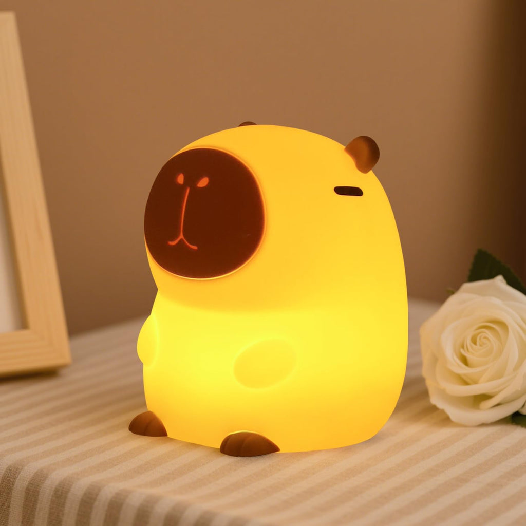 Daixinde Capybara Night Light Squishy, 50Hrs Nursery Night Light, Touch Control 2 Brightness, 30Min Auto-Off, Rechargeable Bedside Lamp for…