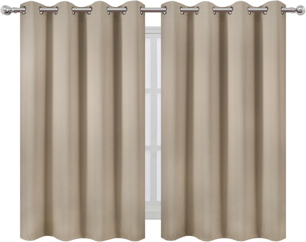 Lemomo Khaki Thermal Blackout Curtains/52 x 45 Inch/Set of 2 Panels Room Darkening Curtains 45 Inch silver