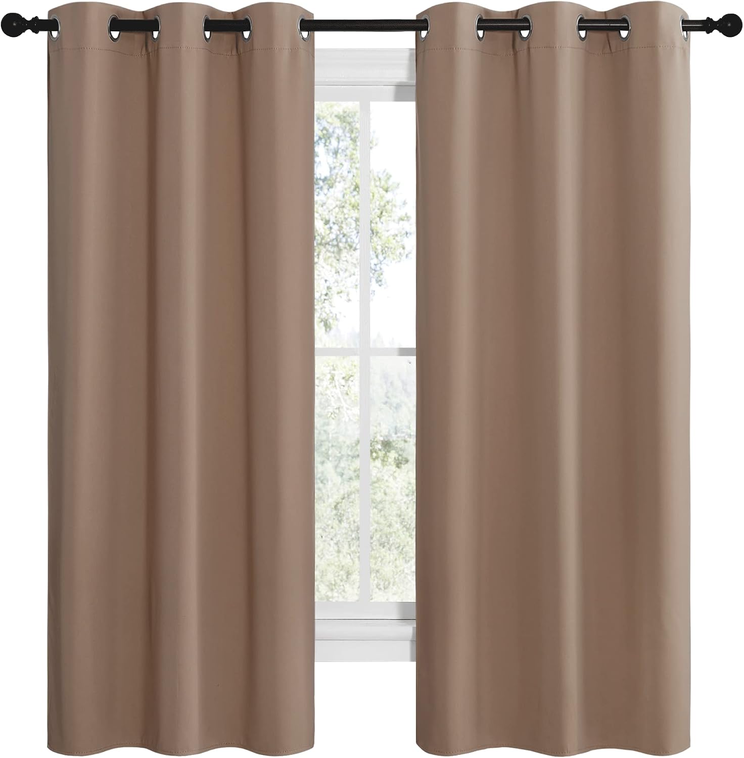 NICETOWN Short Window Treatment Thermal Insulated Solid Grommet Blackout Curtains/Drapes for Bedroom Samll Window (Set of 2, 42 by 68…
