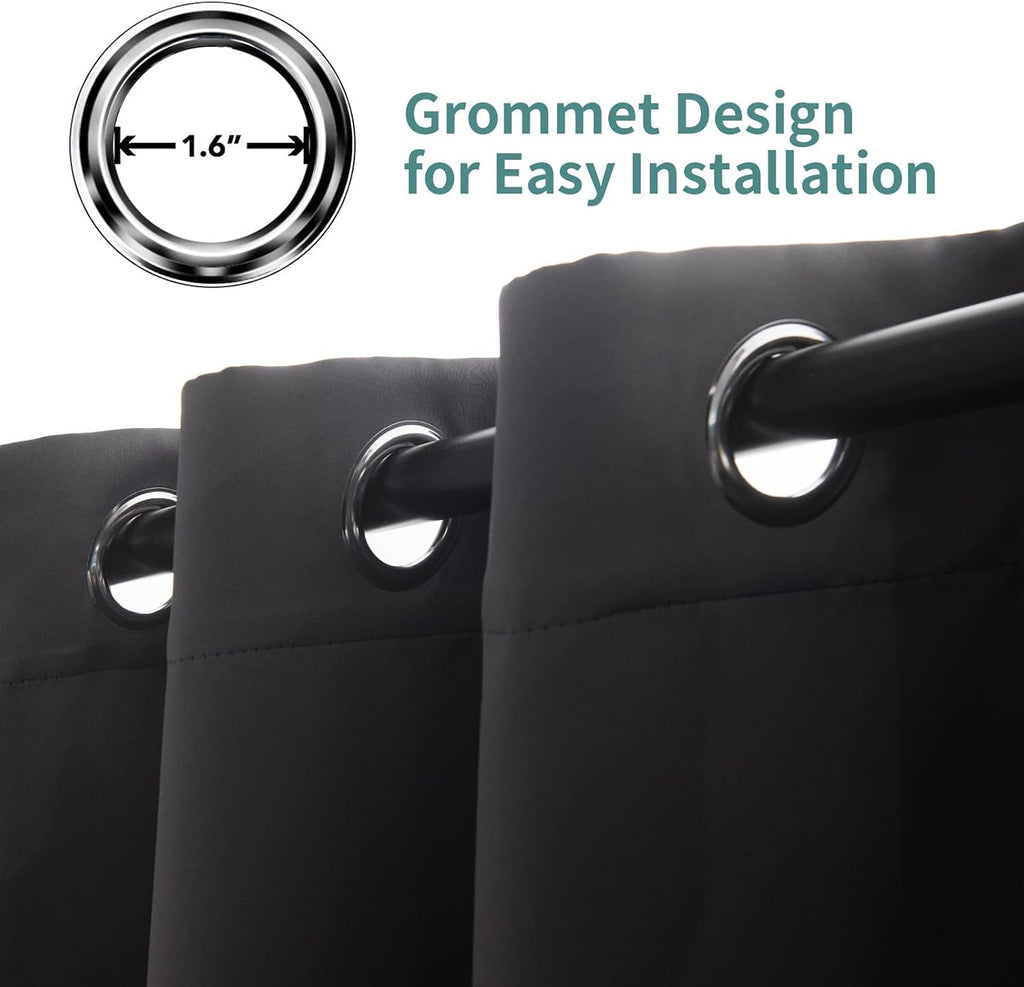 Pickluc Grey Blackout Curtain Panels with Grommet, Light Blocking Drapes for Bedroom, Thermal Insulated, Noise Reduction, Privacy Protectio…