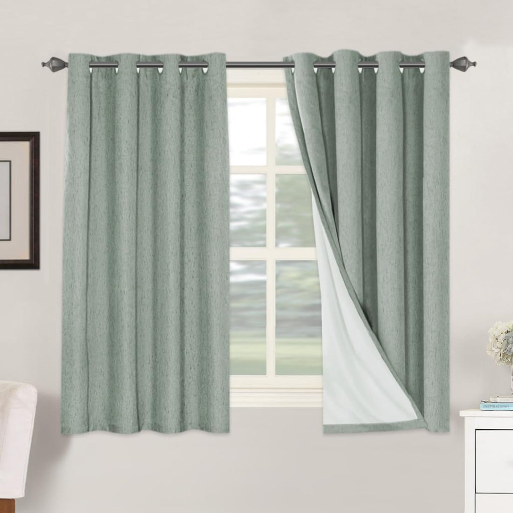 H.VERSAILTEX 100% Blackout Curtains for Bedroom Thermal Insulated Linen Textured Curtains Heat and Full Light Blocking Drapes Living Room…