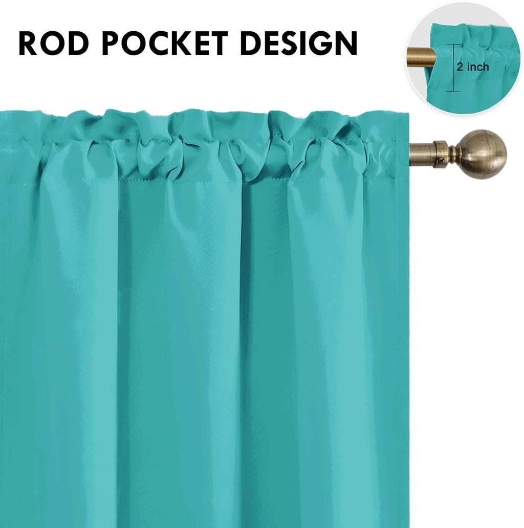 DWCN Blackout Curtains for Living Room Thermal Insulated, Energy Saving & Noise Reducing Bedroom Curtains, Peacock Blue, W 42x L 63 Inch…