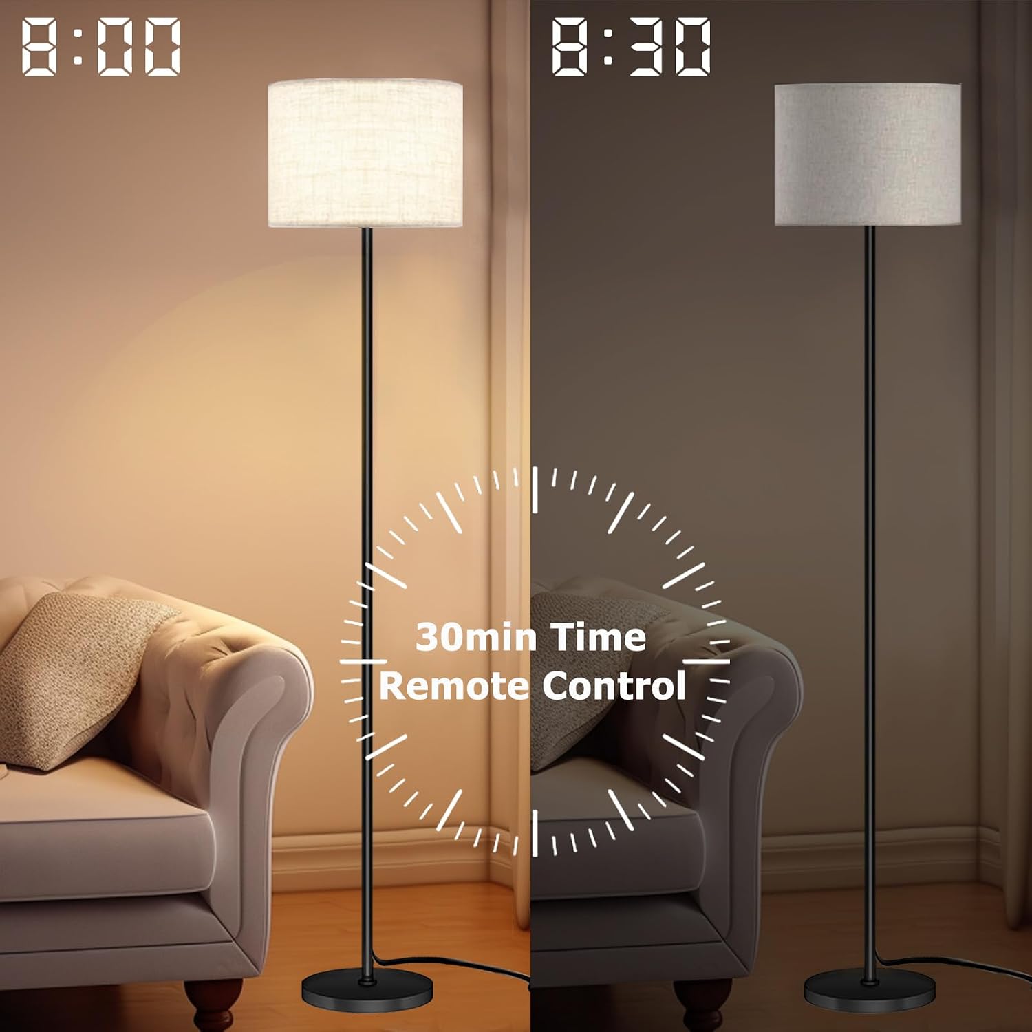 Qaubauyt Smart LED Floor Lamp with APP Control & RGB Colors - Dimmable Standing Lamp for Living Room, Bedroom, Gaming - Remote, Timer, 9W…