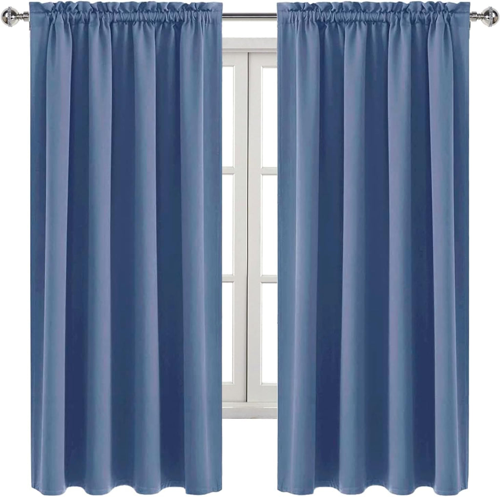 DWCN Blackout Curtains – Thermal Insulated, Energy Saving & Noise Reducing Bedroom and Living Room Curtains, Dusty Blue, W 52x L 63 Inch…