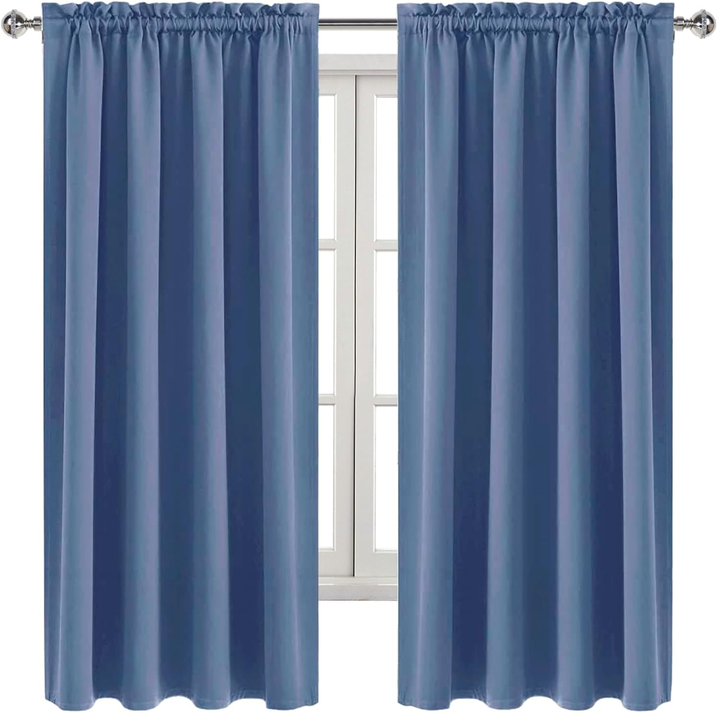 DWCN Blackout Curtains – Thermal Insulated, Energy Saving & Noise Reducing Bedroom and Living Room Curtains, Dusty Blue, W 52x L 63 Inch…