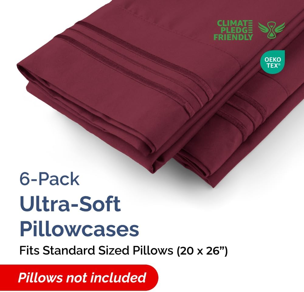 Standard Pillow Cases Set of 6 - Ultra Soft Hotel Quality Pillowcase Covers - Comfy, Cozy & Wrinkle Free - Shrink, Stain & Fade Resistant…