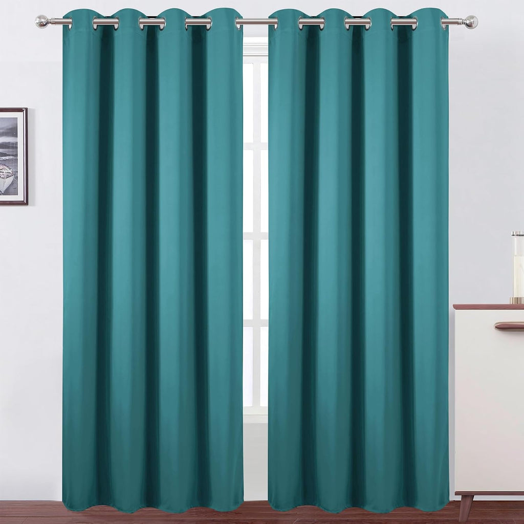 Lemomo Blackout Curtains 52 x 120 Inch Long Sea Teal Curtains Set of 2 Panels Room Darkening Curtains for Bedroom and Living Room 120 Inch…