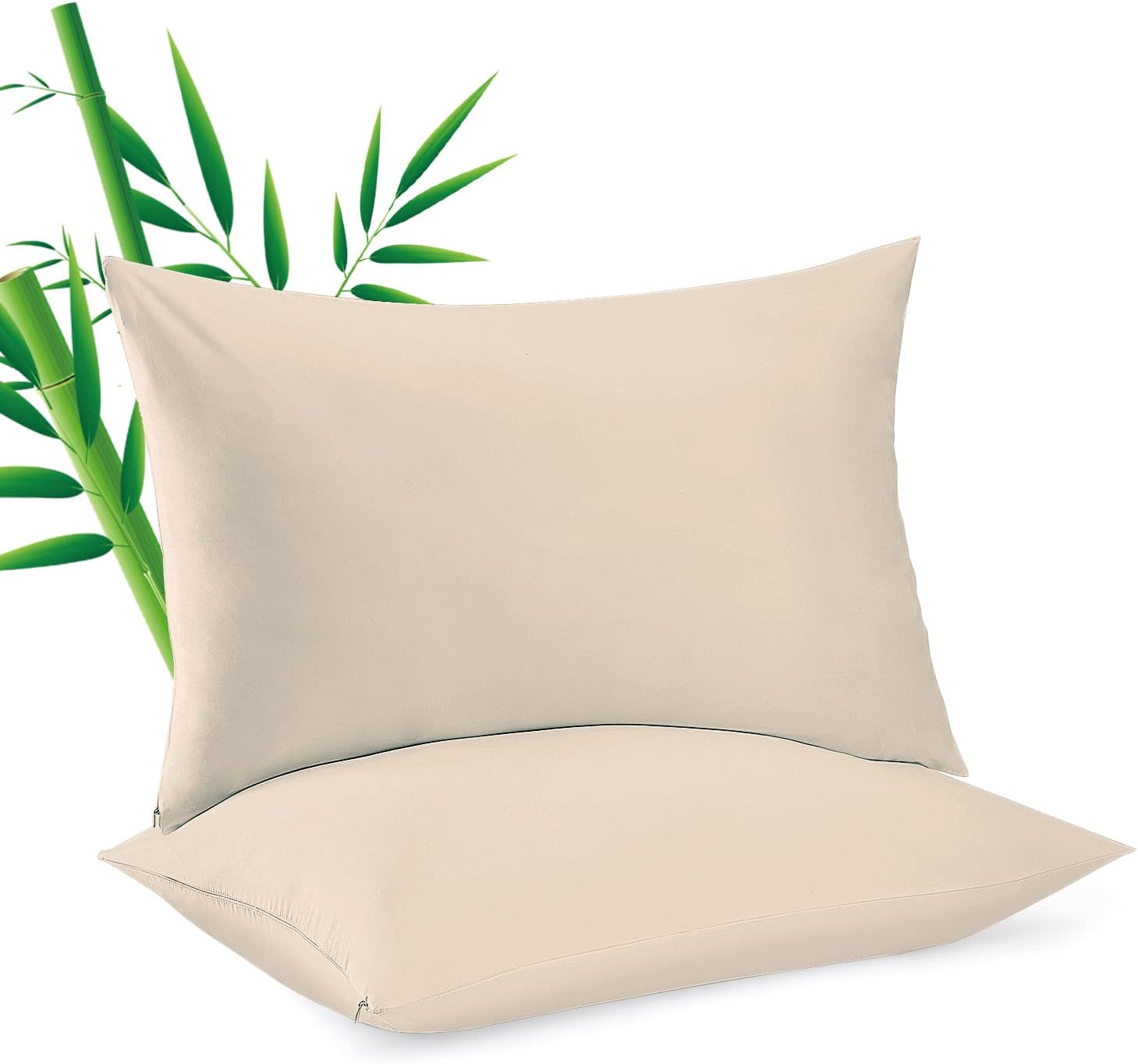 ShunjieHome Bamboo Viscose Pillow Protectors King Size Set of 2, 400 Thread Count Cooling Zippered Pillowcases for Hot Sleepers & Night Swe…