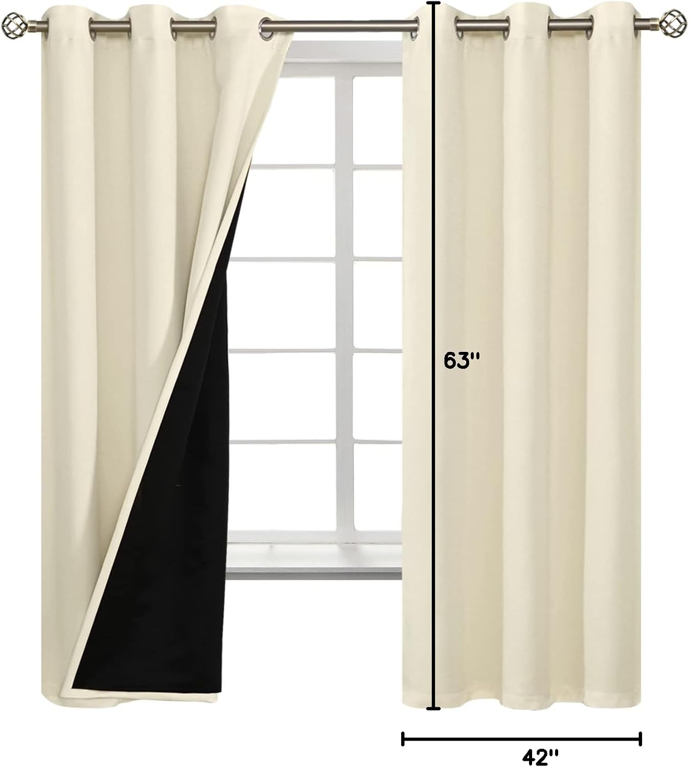 BGment Cream 100% Blackout Curtains for Bedroom 63 Inch Length 2 Panels Set, Thermal Insulated Full Light Blocking Grommet Noise Cancelling…