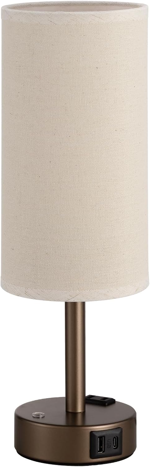 Aooshine Touch Bedside Table Lamp with Memory - Stepless Dimmable Lamp for Bedroom, Small Nightstand Lamp with Dual USB Charging Ports and…