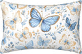 Satin Pillowcase for Hair and Skin Vintage Blue and Beige Butterfly Super Soft and Cooling Similar to Silk Pillow Case 1 Pack with Hidden…
