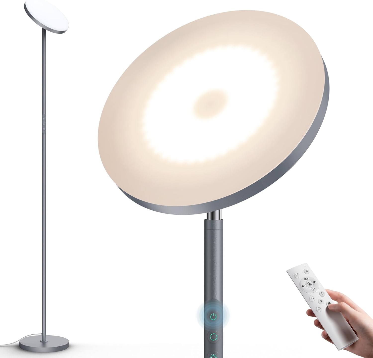 Floor Lamp, Bright 36W 3500LM Standing Lamp with Remote, 2700K Soft White to 6500K Cool White Adjustable, Touch Control Dimmable Torchiere…