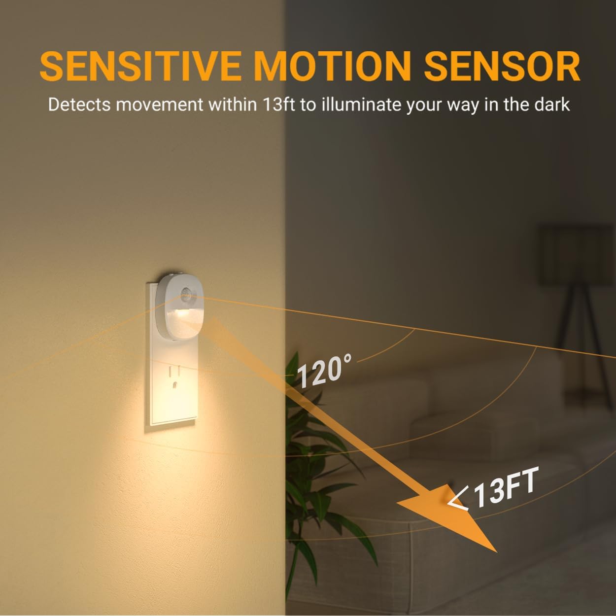 Lyridz Plug in Night Light with Motion Sensor and Dusk to Dawn Sensor, Dimmable Warm Nightlight with 1-50lm Adjustable Brightness Indoor…