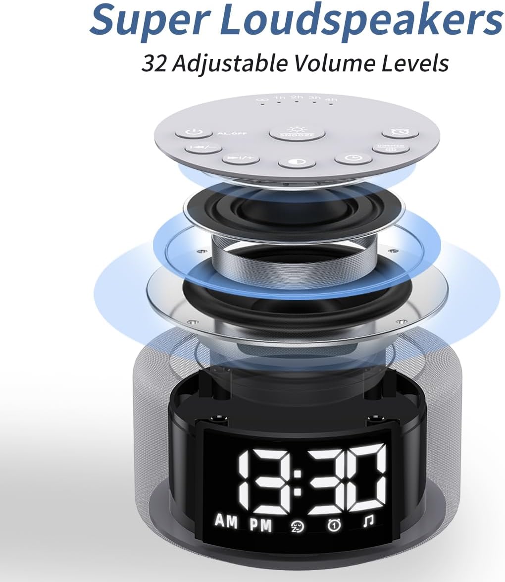 3 in 1】 Sound Machine Alarm Clock Night Light White Noise Machine with 30 Sleeping Sounds for Baby Kids Adults 32 Level Volume Auto Off…