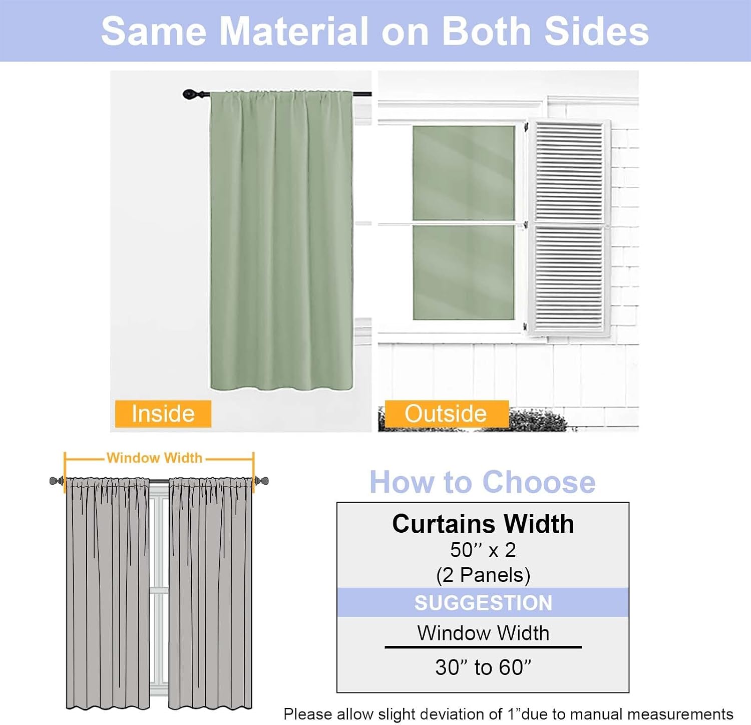 Simplebrand Ava Light Green Blackout Curtains for Bedroom 84 Inch Length 2 Panels Set, Solid Thermal Insulated Privacy Nursery Window …