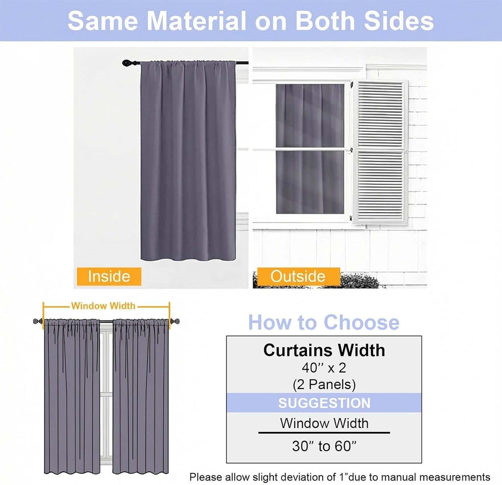 Simplebrand Ava Greyish Purple Blackout Curtains for Bedroom 72 Inch Length 2 Panels Set, Privacy Thermal Insulated Rod Pocket Door Window…