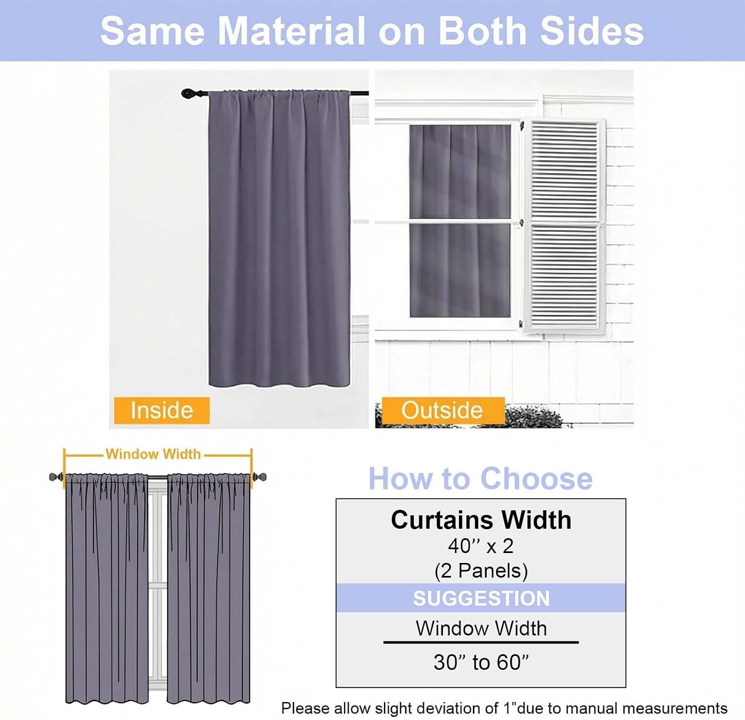 Simplebrand Ava Greyish Purple Short 36 Inches Blackout Curtain 2 Panels Set, Half Window Rod Pocket Privacy Curtain Tiers for Kitchen, Cur…