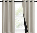Nicetown Natural 100% Blackout Lined Curtains, 1 Pair, 37" Width x 50" Length Each Panel, 2 Thick Layers Narrow Wide Window Treatment Panel…