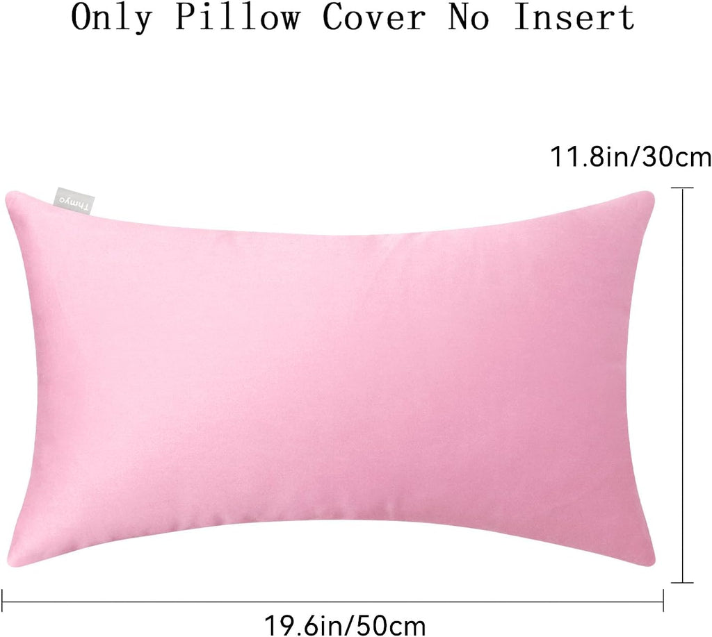 Thmyo 4-Pack 100% Cotton Lumbar Comfortable Solid Decorative Throw Pillow Covers Rectangle Cushion Cover Sublimation Blank DIY Pillowcases…
