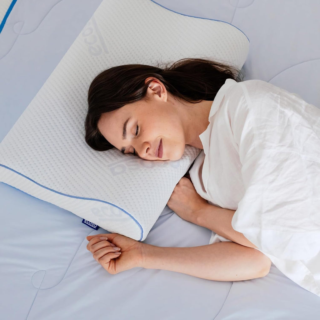 Ecosa ® Cooling Gel Memory Foam Pillow | Cool-to-Touch Fabric | Contoured Design | Adjustable Height | 4 Times Cooler Than Cotton | 100 Nig…