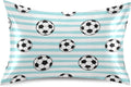 Soccer Blue Stripe Pillow Covers Silk Pillowcase for Hair and Skin Breathable Silky Soft Satin Pillowcase Queen Size Pillow Case for…