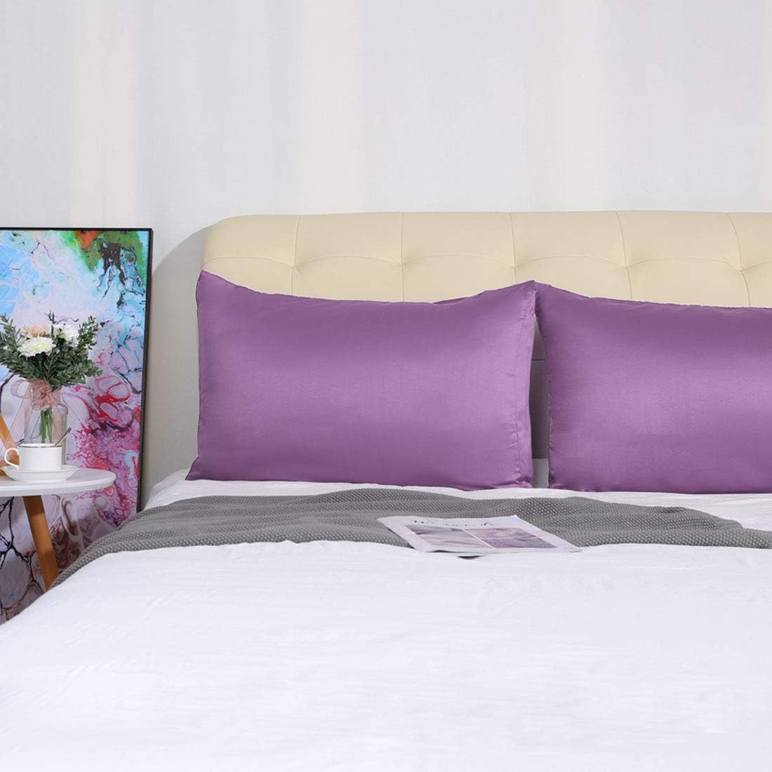 uxcell 2 Pack Silk Satin Pillowcase for Hair and Skin, Cool, Silky, Soft Breathable Pillow Cases Travel Size 14x20 Inch Sateen Pillowcase P…