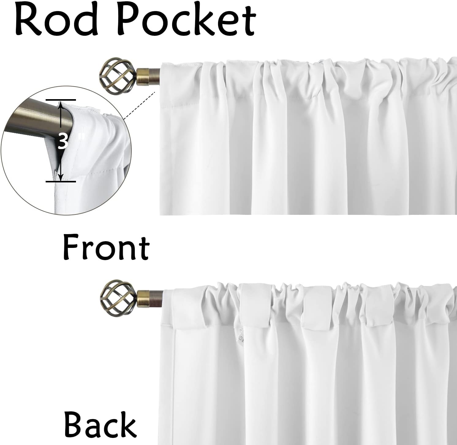 BGment Pure White Room Darkening Curtains 63 Inch - Rod Pocket and Back Tab Thermal Curtains for Bedroom Home Decor Curtains for Living Roo…