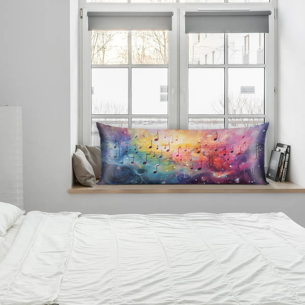 Music Notes Color Body Pillow Pillowcase 21"x 54" Long Body Pillow Cover with Zipper King Size Pillow Cases Queen Pillowcase for Hair and…
