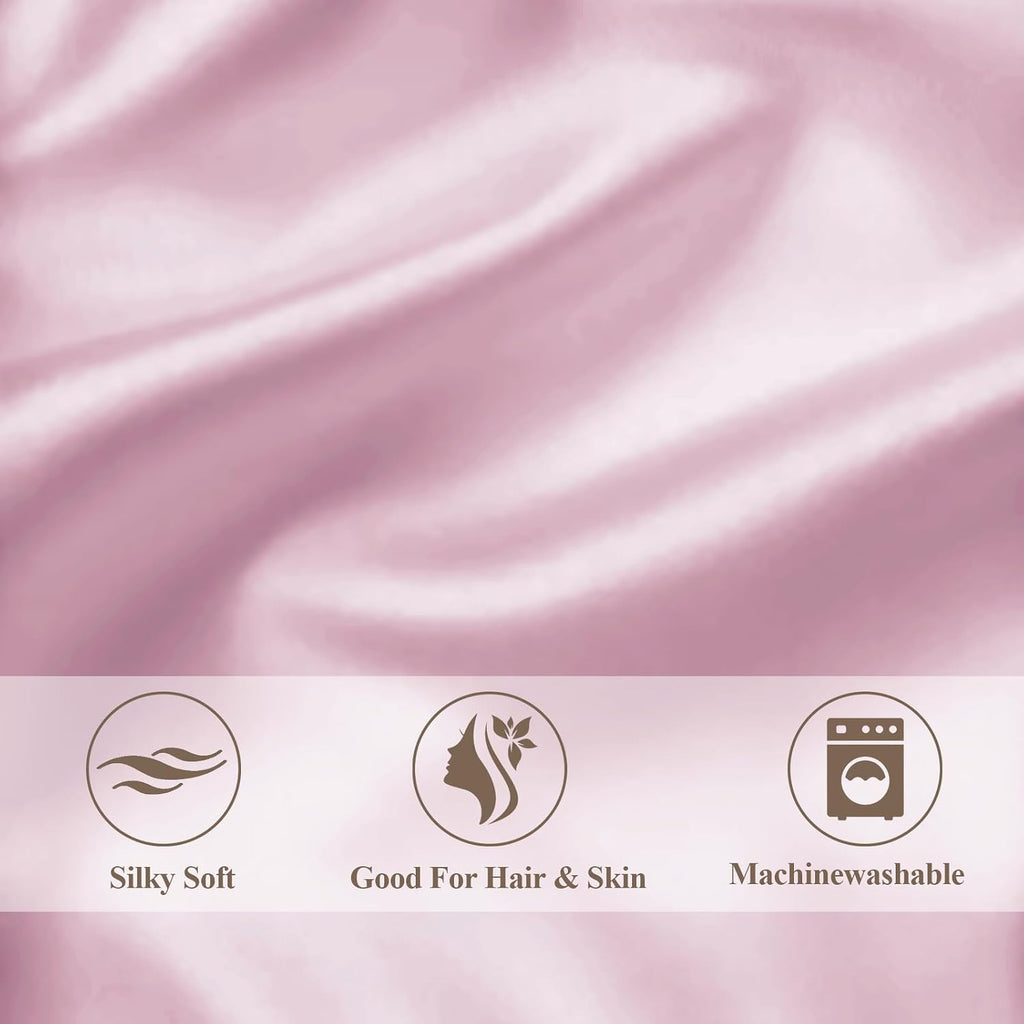 Vielit King Satin Pillowcase for Hair 2pc, Similar to Silk Pillow Cases, for Women Men, Pink,20x36 & Envelope Closure and 2 Satin Scrunchies…