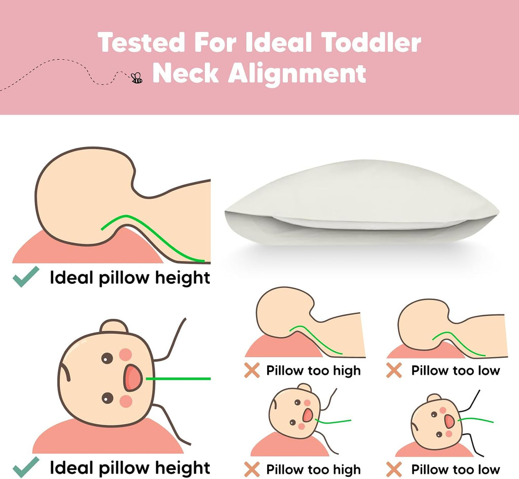 Toddler Pillow with Pillowcase - 13x18 My Little Dreamy Kids Travel Bed Pillows for Sleeping, Organic Cotton Small Pillowcase, Soft &…