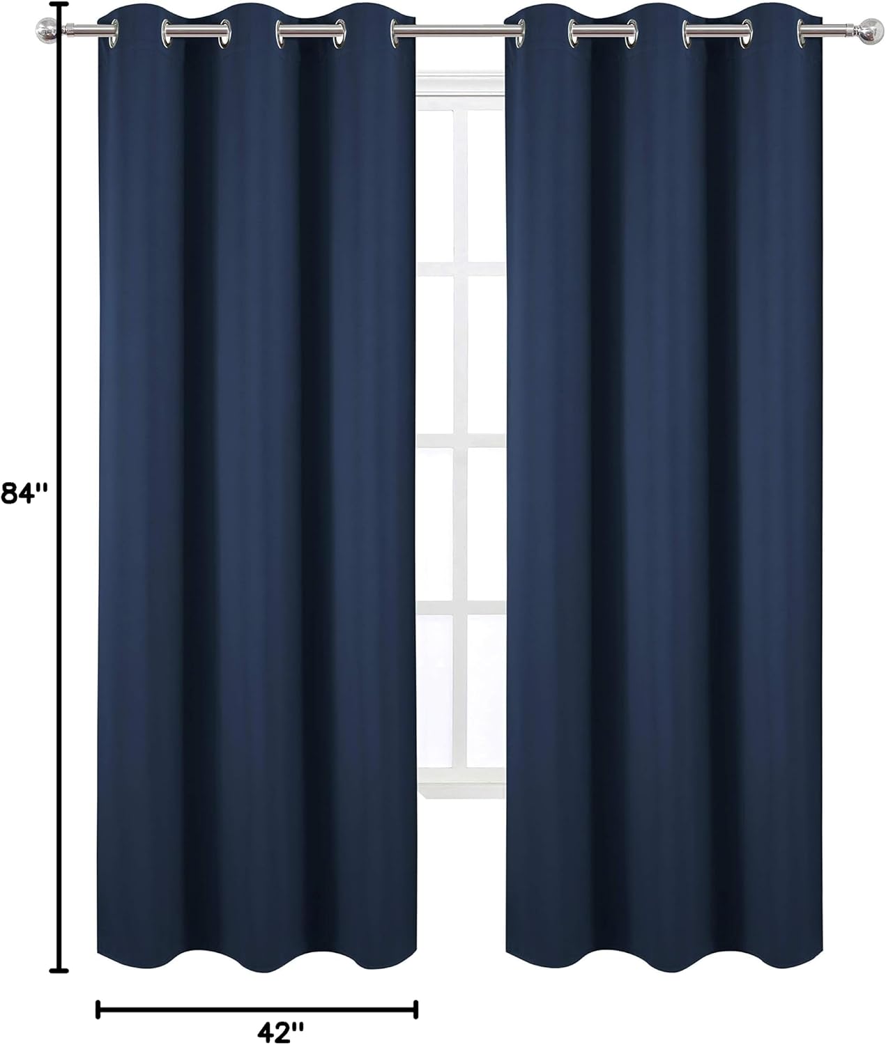 Lemomo Blackout Curtains 42 x 84 inch/Navy Curtains Set of 2 Panels/Thermal Insulated Room Darkening Bedroom Curtains 84 inch blue