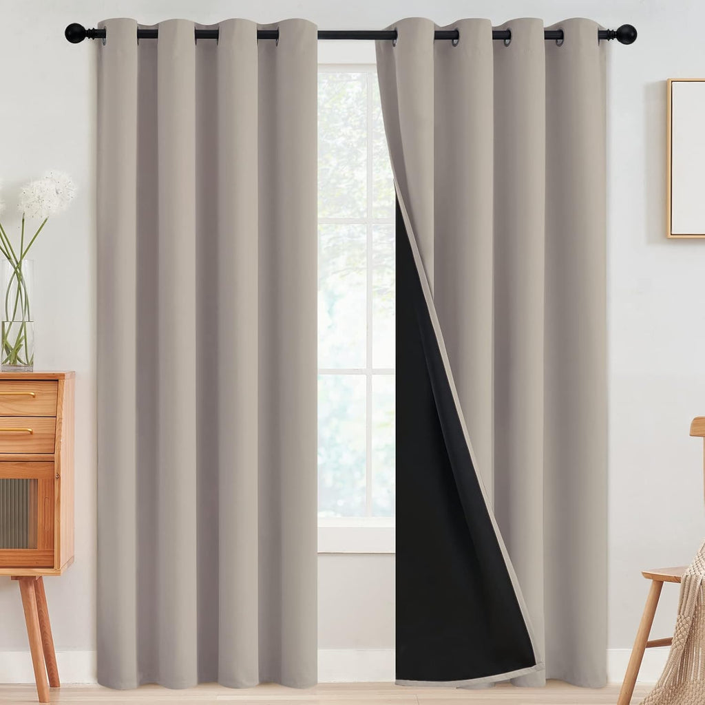 SimpleHome 100% Blackout Curtains for Bedroom, Thermal Insulated Natural Grommet Window Drapes Room Darkening Curtains for Living Room with…