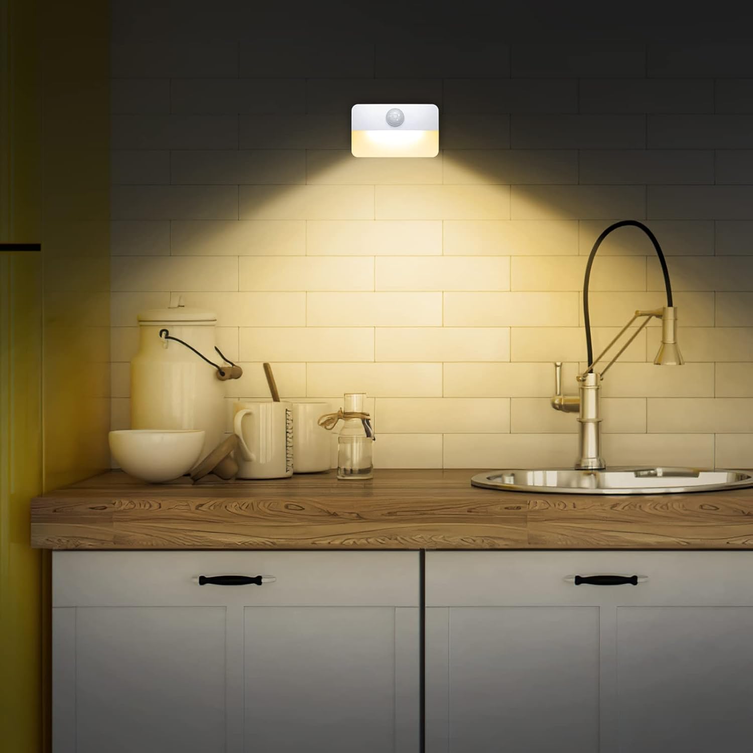 Jxtz 12 Pack Motion Sensor Night Light, Stick-On Motion Sensor Lights Indoor, Battery Powered Under Cabinet Kitchen Lights with Adhesive Pa…