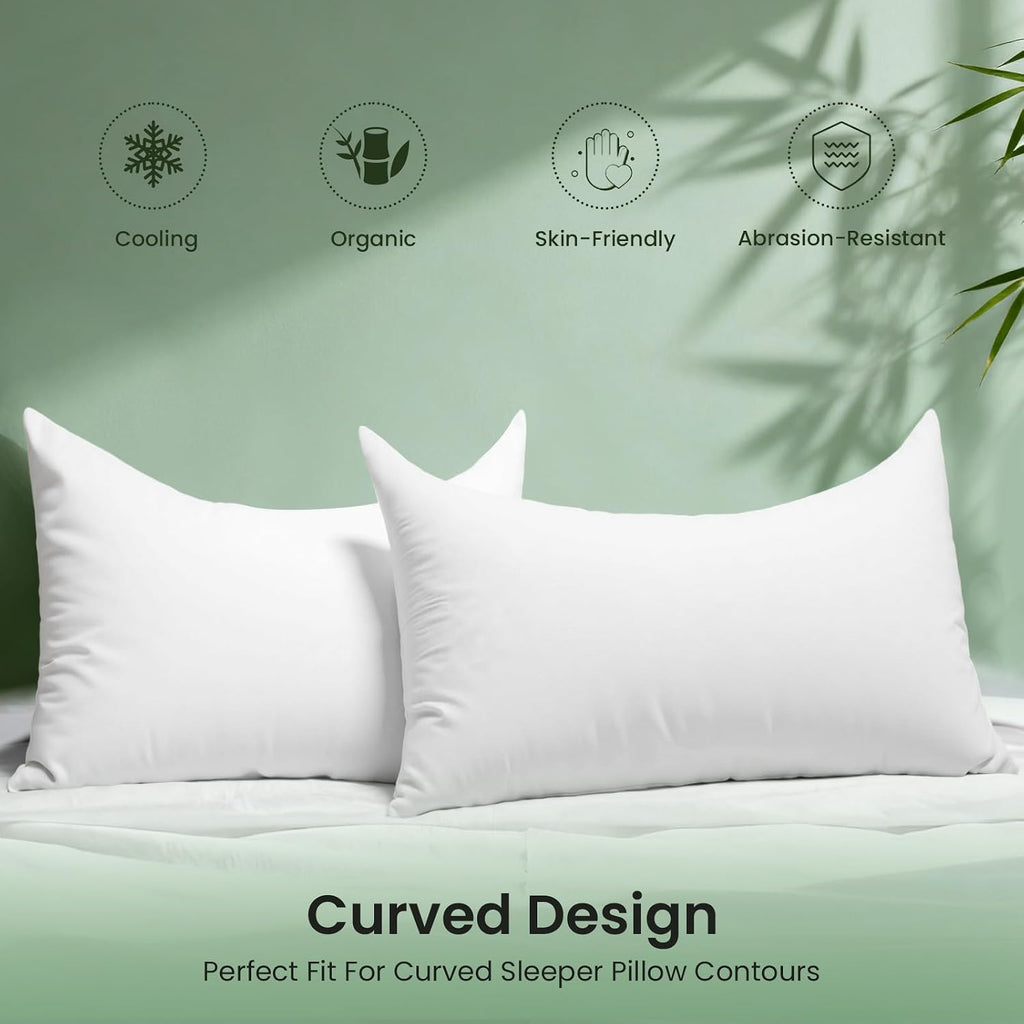Kucey Cooling Side Sleeper Pillow Case, Curved Breathable Pillowcase for Hot Sleeper, Silky Soft Cool Pillow Cover for Hair and Skin, 1 Pac…