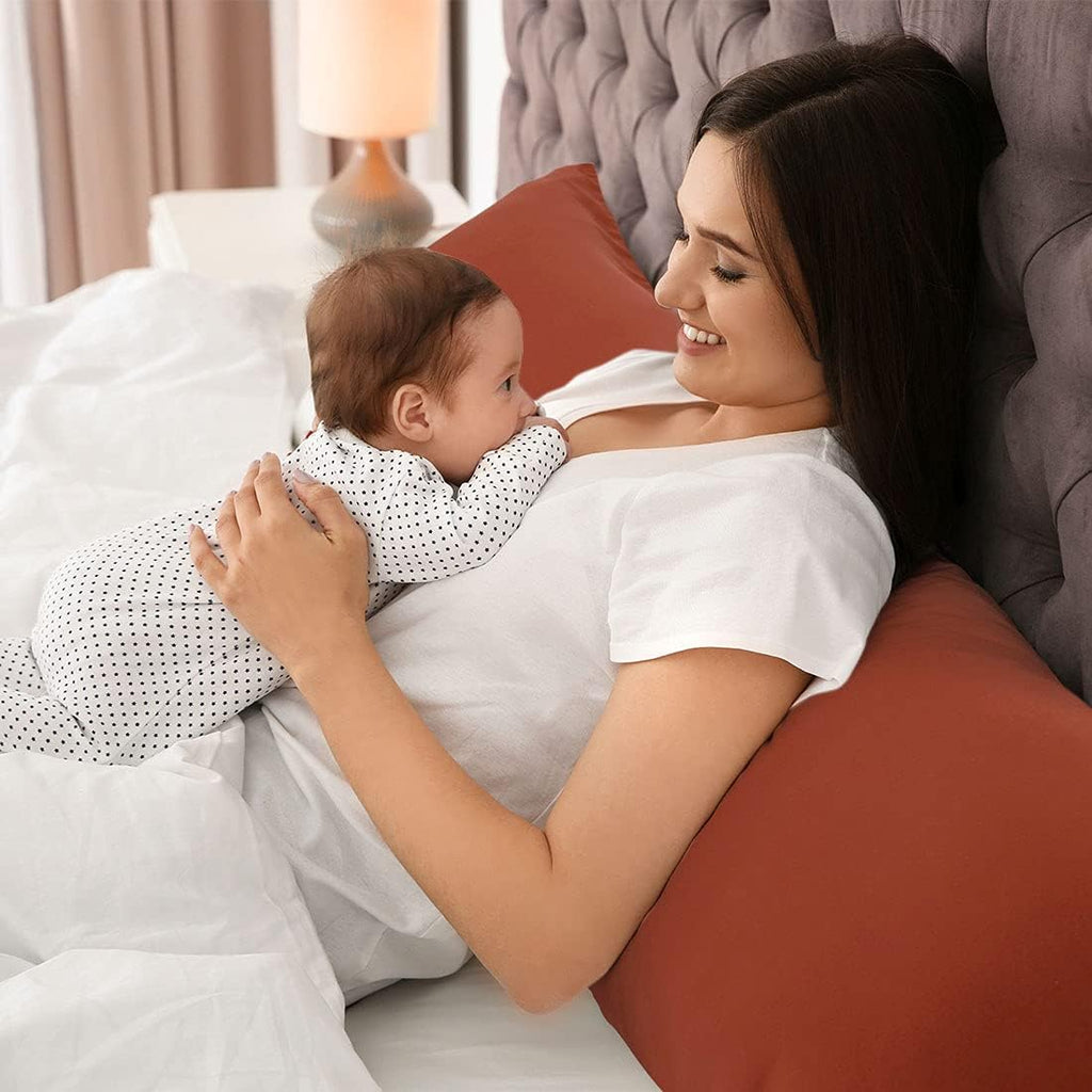 PiccoCasa Body Pillow Cover, 110 GSM Brushed Microfiber, Zipper Closure, Rust Color, 20"x54" Long cotton