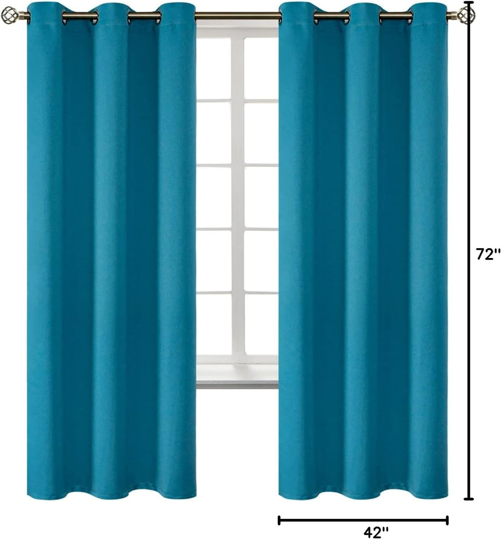 BGment Blackout Curtains - Grommet Thermal Insulated Room Darkening Bedroom and Living Room Curtains, Set of 2 Panels (42 x 72 Inch, Peacoc…