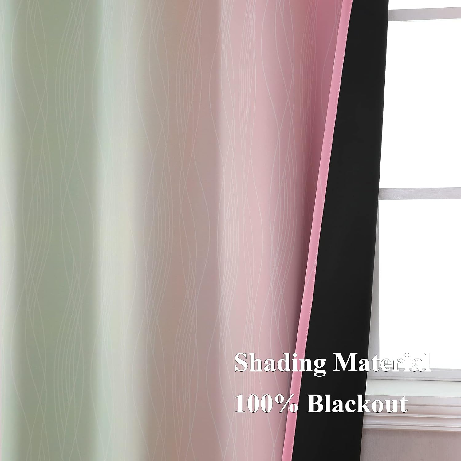 Estelartextiler Estelar Textiler Ombre Sage Green and Pink Blackout Curtains for Living Room, Thermal Insulated Full Room Darkening Grommet…