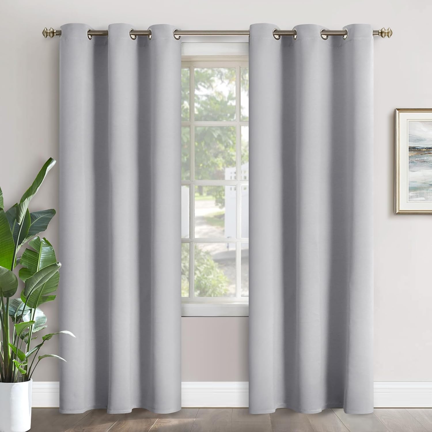 YoungsTex Light Grey Room Darkening Curtains 84 Inches Long - Thermal Insulated with Grommt Bedroom Blackout Curtains for Living Room, 2 Pa…