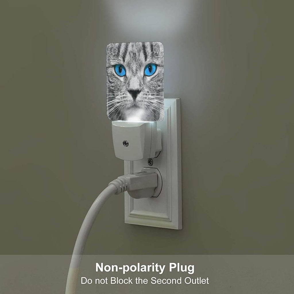 Blue Eyes Cat Night Light, Plug Into Wall with Dusk to Dawn Light Sensors, Warm Nightlights for Bedroom, Bathroom, Hallway, Kitchen, Gifts…