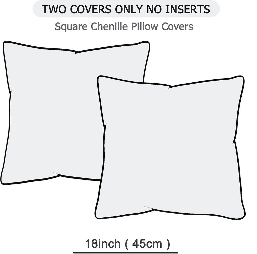 Gawamay Set of 2 Soft Textured Chenille Throw Pillow Covers 18x18 Inch (45x45 CM), Decorative Pillowcases Cushion Covers for Farmhouse Home…