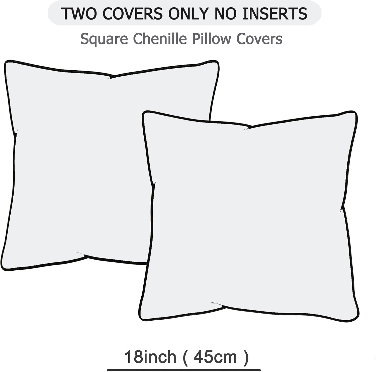 Gawamay Set of 2 Soft Textured Chenille Throw Pillow Covers 18x18 Inch (45x45 CM), Decorative Pillowcases Cushion Covers for Farmhouse Home…