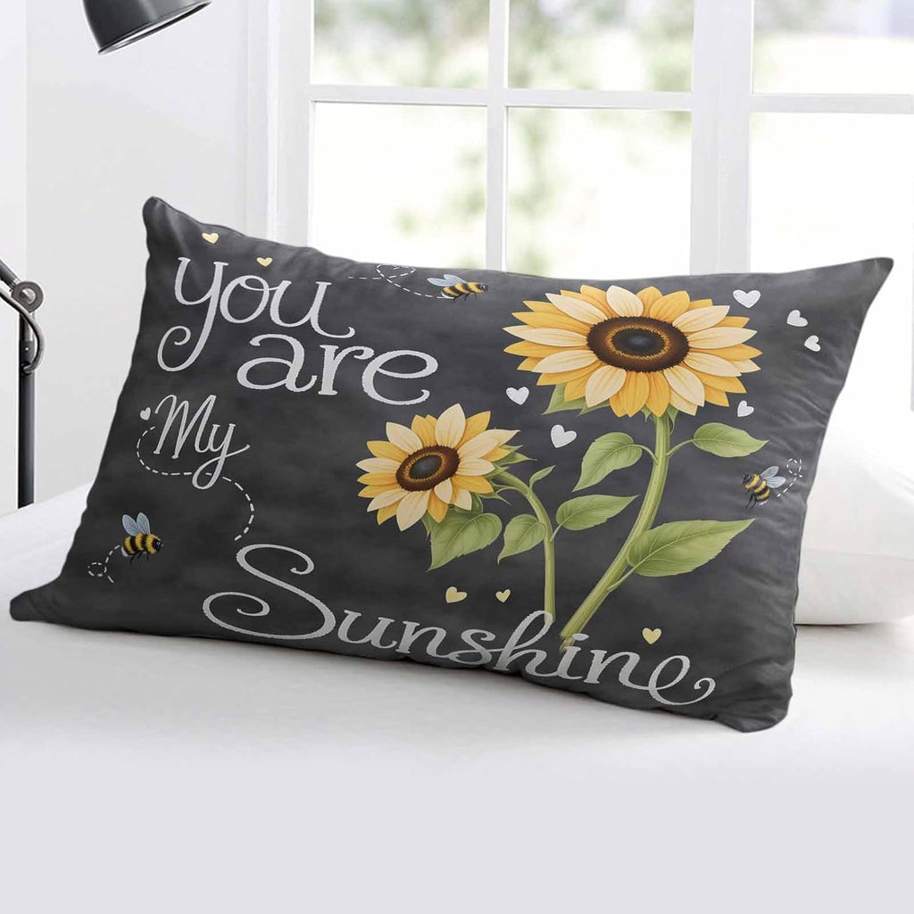 Rgaienmelw You Are My Sunshine Throw Pillow Covers Standard Size 20x26 Inches, Rectangle Decorative Pillowcase with Zipper, Yellow Sun…