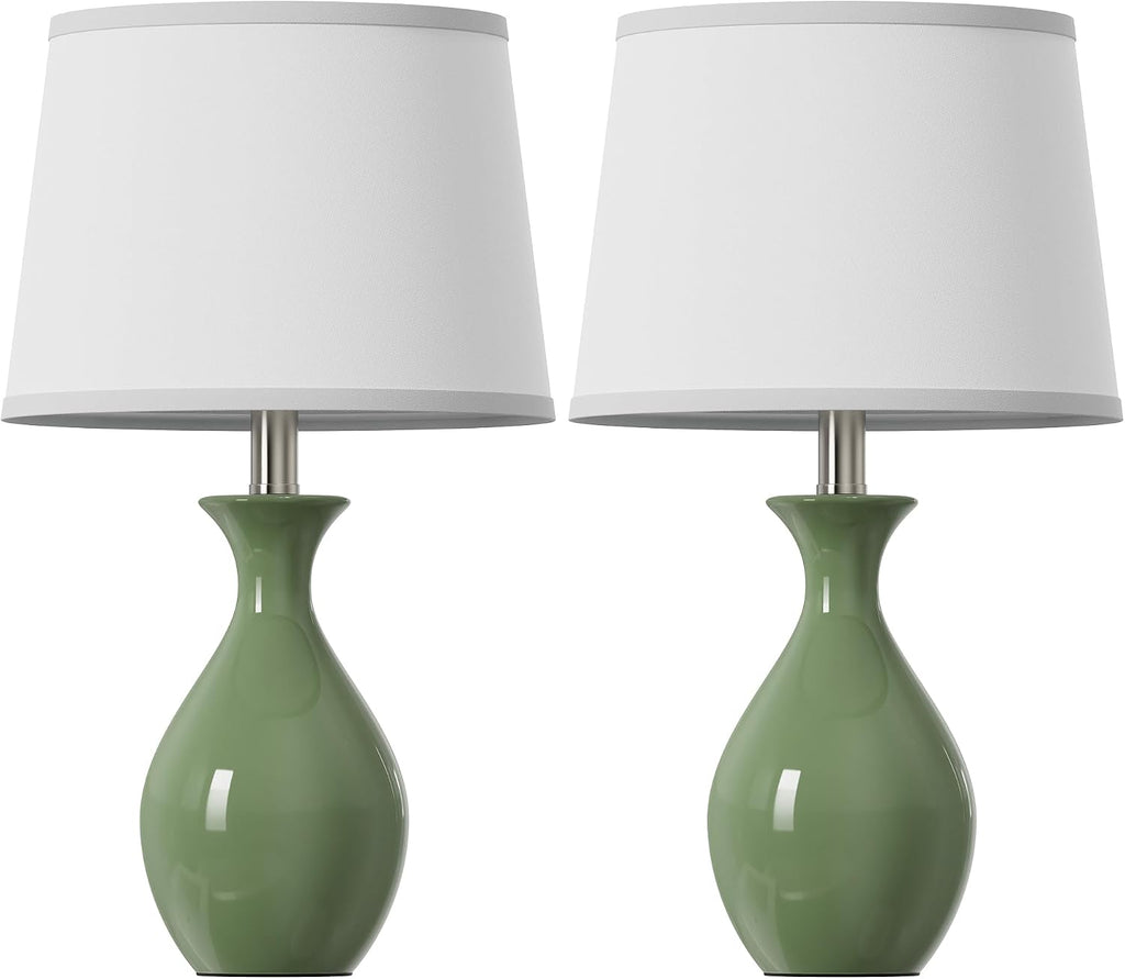 PARTPHONER Table Lamp Set of 2, Modern Ceramic Bedside Lamps for Night Stands, Classic Small Lamp Nightstand Lamp for Bedroom Living Room…