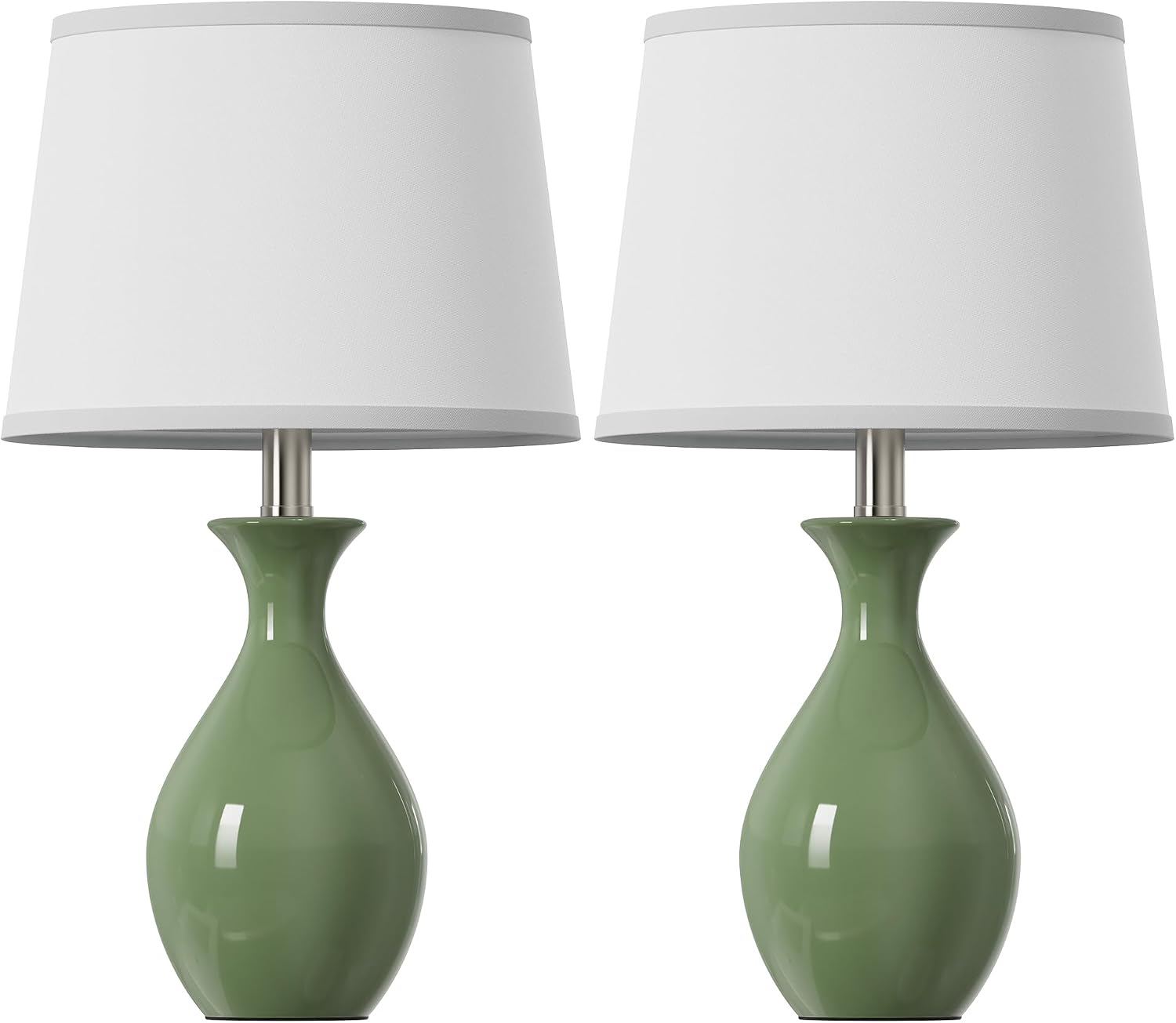 PARTPHONER Table Lamp Set of 2, Modern Ceramic Bedside Lamps for Night Stands, Classic Small Lamp Nightstand Lamp for Bedroom Living Room…