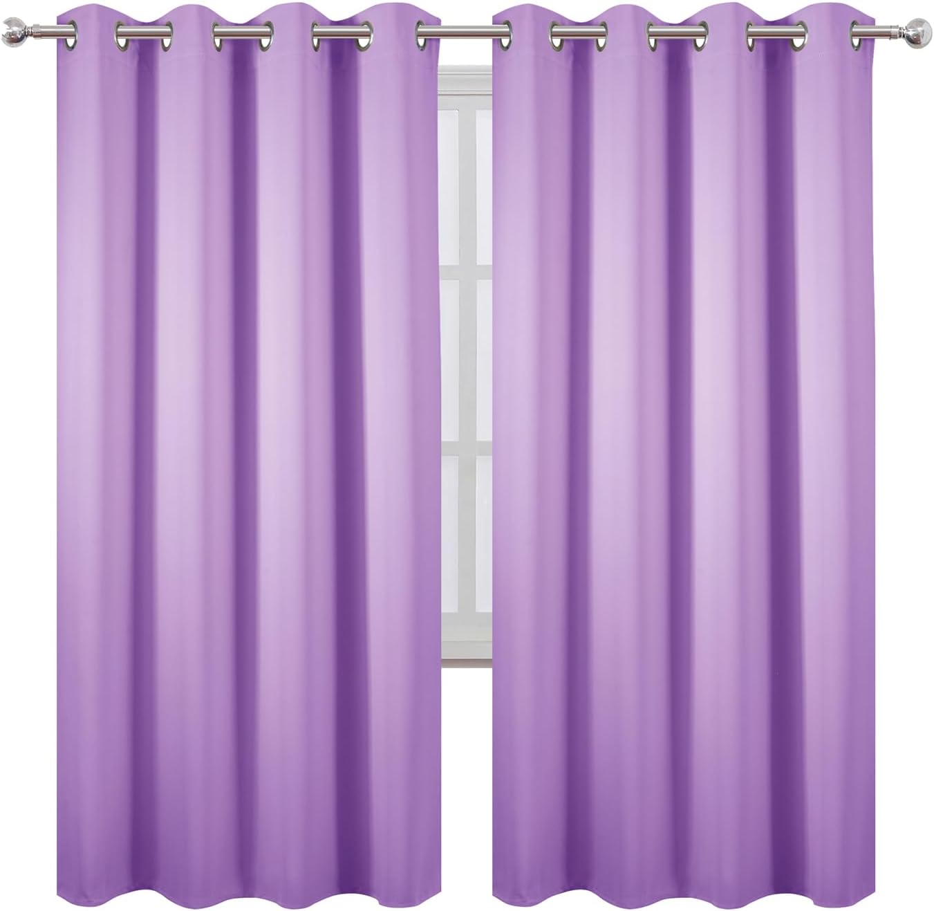 Lemomo Blackout Curtains 66 x 72 Inch Long Lavender Curtains Set of 2 Panels Room Darkening Curtains for Bedroom and Living Room 72 Inch si…