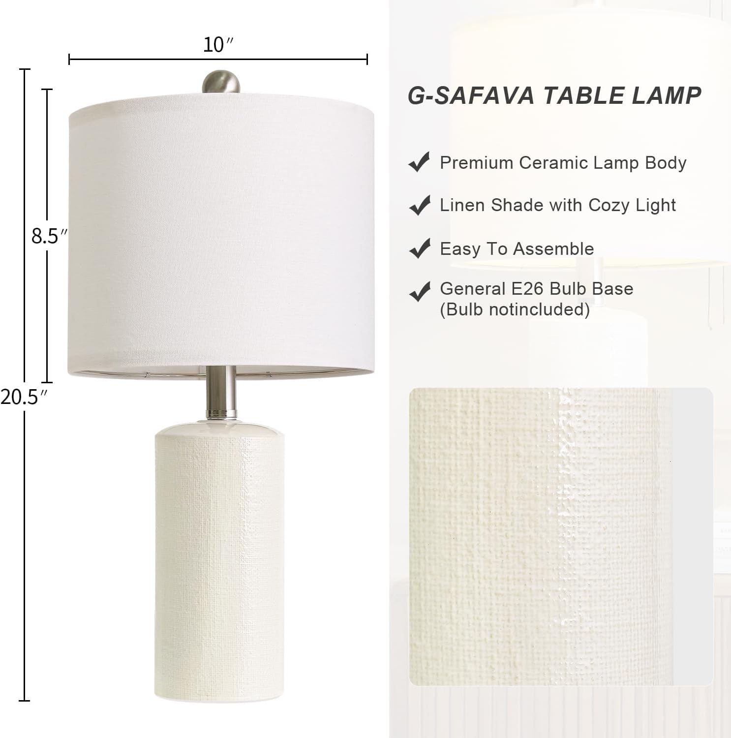 G-SAFAVA 20.5" Small Table Lamps for Living Room Lamp Set of 2 Ceramic Lamps for Bedroom Bedside Lamps Modern Boho Lamps for Night Stands…