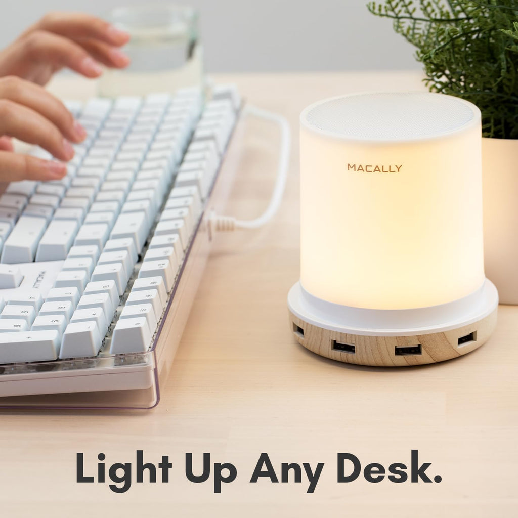 Macally Small Touch Lamps for Nightstand - Bedside Lamp with USB Port - 3 Way Dimmable Short Table Lamp for Small Spaces - Use as Night…
