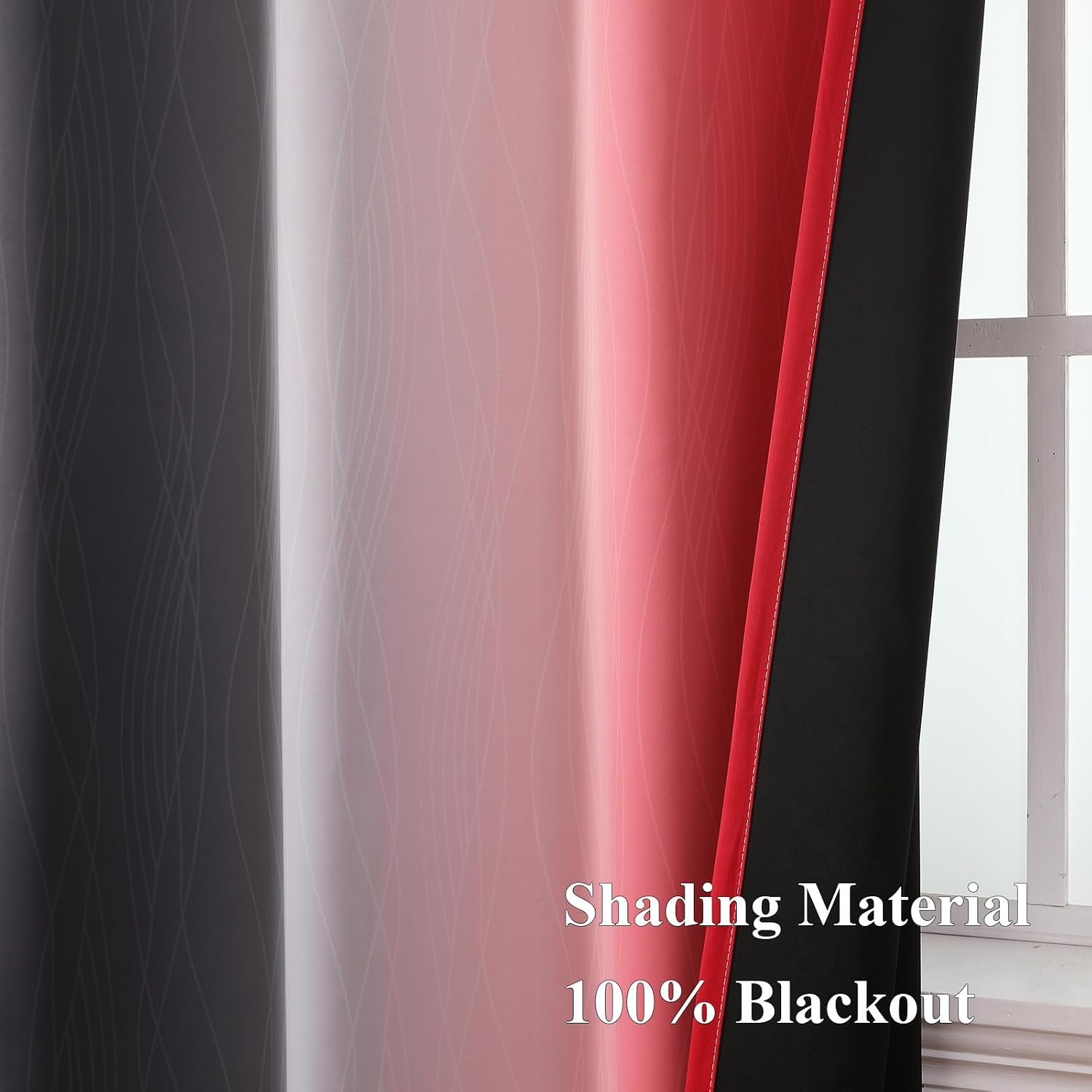 Estelartextiler Estelar Textiler Red and Black Ombre Short Blackout Curtains 36 Inch Long, Thermal Insulated Grommet Small Half Window Drap…
