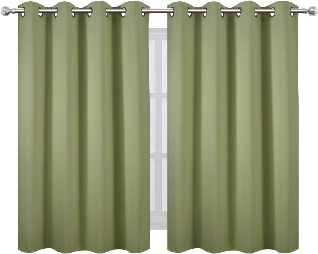 Lemomo Sage Green Thermal Blackout Curtains/52 x 45 Inch/Set of 2 Panels Room Darkening Curtains 45 Inch Green